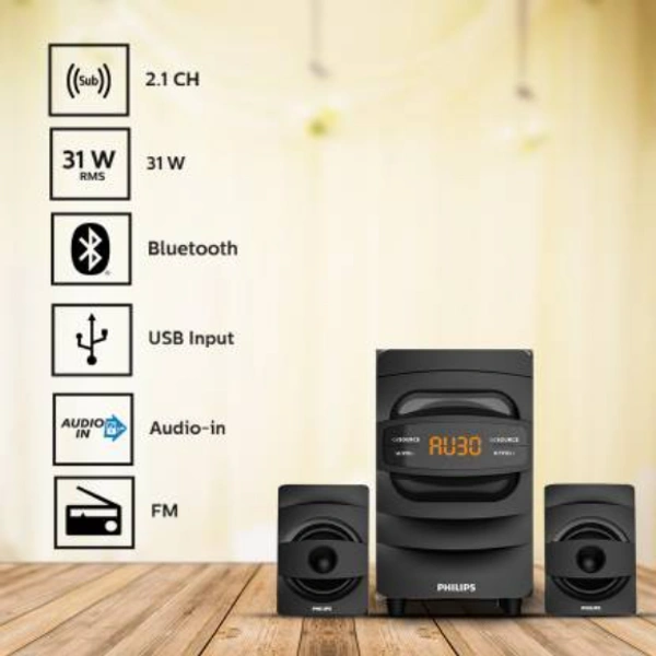 PHILIPS MMS2625B/94 31 watts Bluetooth Home Theatre  (Black, 2.1 Channel) - Black